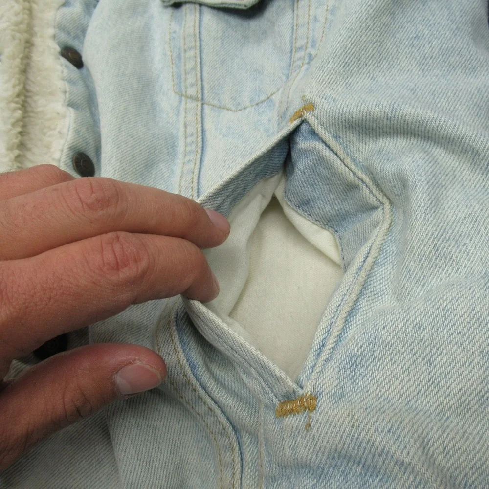 Levis Jacket Mens Large Light Wash Sherpa Lined Trucker USA VTG 80's FADE‎ Rare - Picture 10 of 15